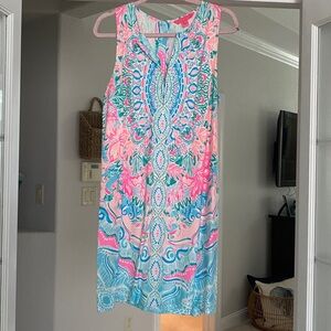Lilly Pulitzer Vibrant Sleeveless Dress with Pink and Blue Patterns